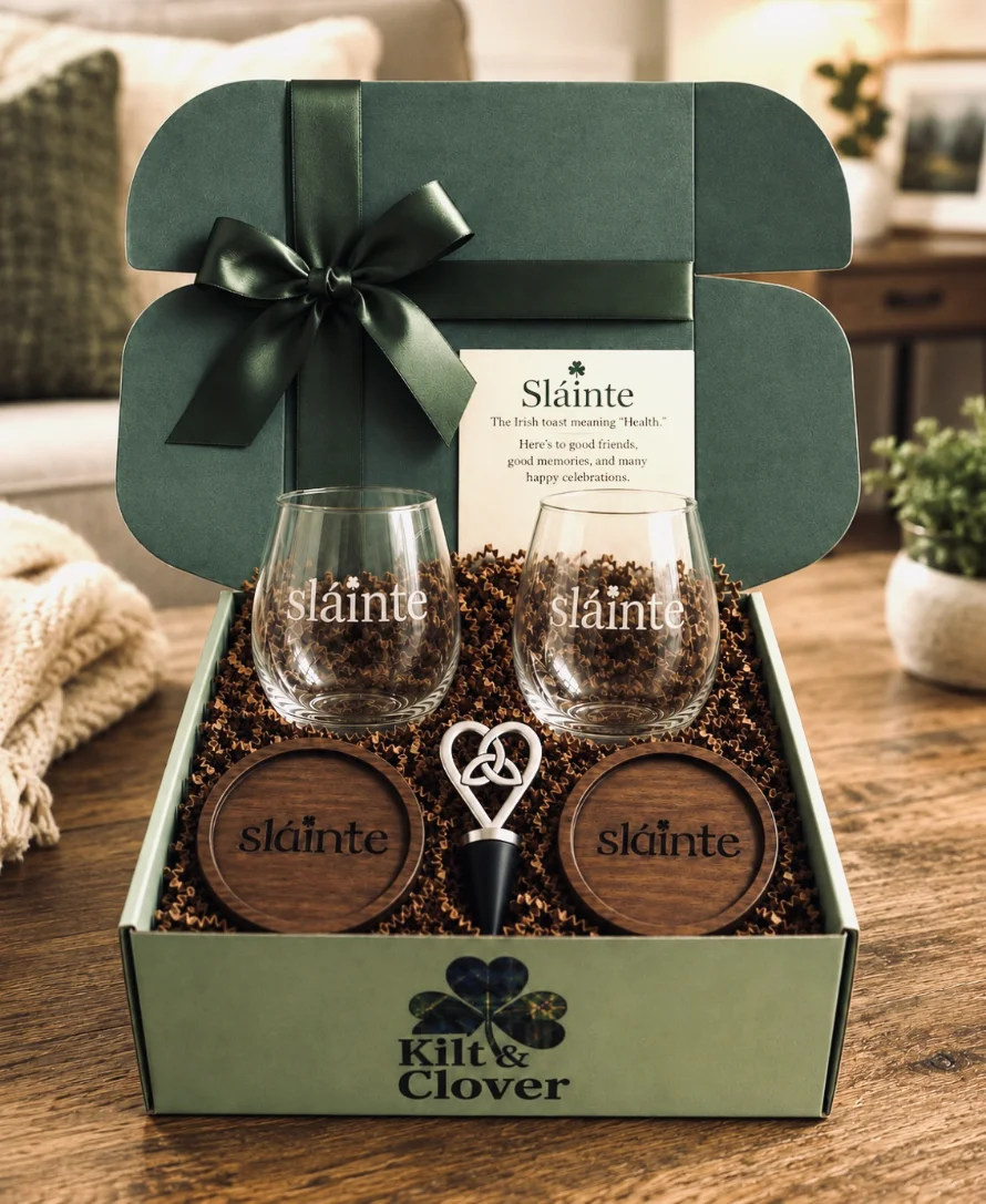 Sláinte Wine Glass Gift Box